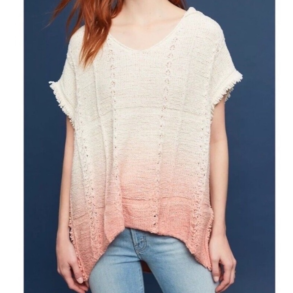 Anthropologie MOTH EUC Ombre Fringed Beachside Hoodie Sweater Medium/Large